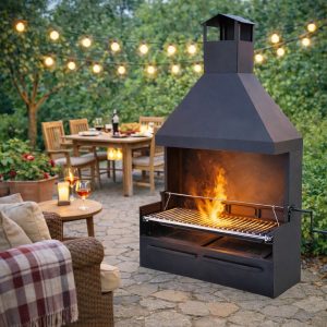 Barbecue bois et charbon à manivelle FM CALEFACCIÓN BVE-102 – grille réglable en hauteur