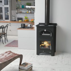 Cuisinière à bois BRONPI Monza 9 kW – four, plaque de cuisson, bûches 50 cm, Flamme Verte 7*