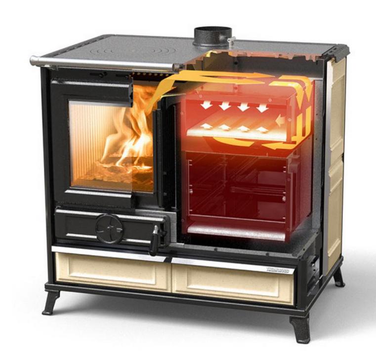 Cuisinière à bois habillée de céramique THERMOROSSI Margherita Evo 12,1 kW – bûches 45 cm – Image 6