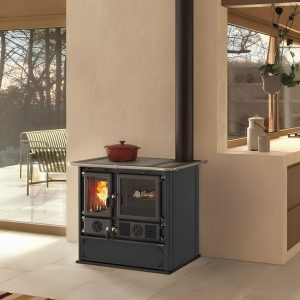 Cuisinière à bois LA NORDICA Rosa.16 Taupe 8,8 kW – faïence taupe, Flamme Verte 7*