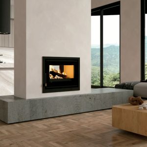 Insert à bois 2 vitres FIREMATIC Sina 12,6 kW – ventilation FUNKY, 2 sorties canalisables, 335 m³