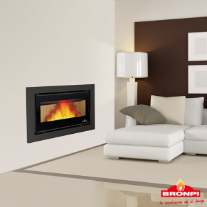 Insert à bois canalisable BRONPI Florida PV 14 kW – très grandes bûches 80 cm, Flamme Verte 7*