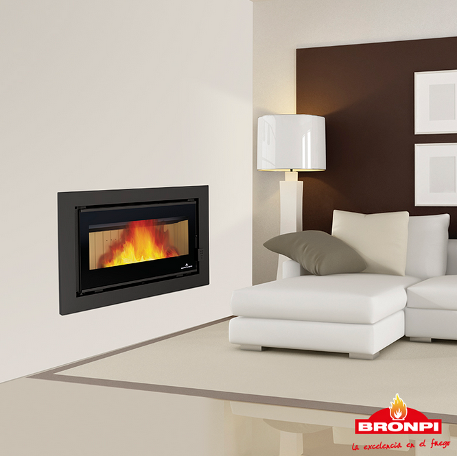 Insert à bois canalisable BRONPI Florida PV 14 kW – très grandes bûches 80 cm, Flamme Verte 7*
