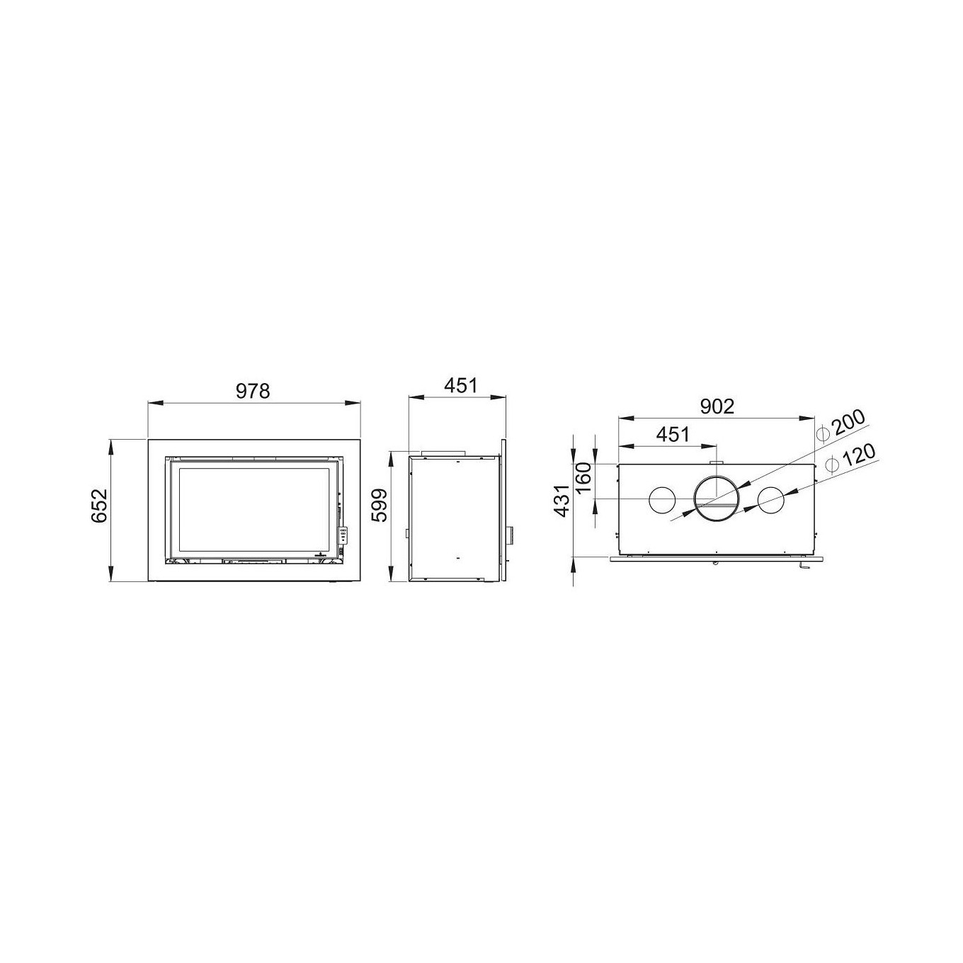 Insert à bois canalisable BRONPI Florida PV 14 kW – très grandes bûches 80 cm, Flamme Verte 7* – Image 7