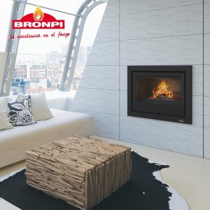 Insert à bois ventilé canalisable BRONPI Paris 70 12 kW – bûches 50 cm, Flamme Verte 7*