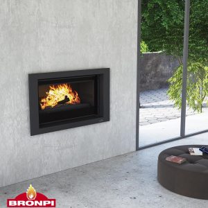 Insert à bois porte guillotine BRONPI Paris 90V Guillotina 14 kW – canalisable, bûches 70 cm