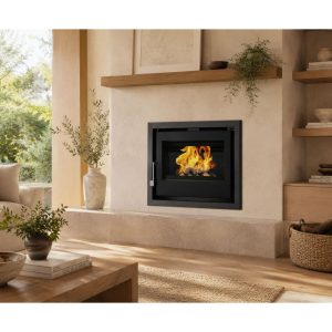 Insert à bois ventilé léger FIREMATIC Nara 12,6 kW – 68 kg, bûches 62 cm, 2 sorties canalisables