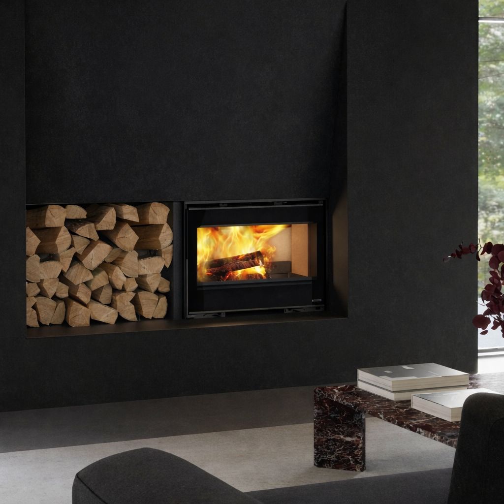 Insert à bois ventilé LA NORDICA Inserto 80 Lean 9,5 kW – foyer large 63 cm, bûches 50 cm – Image 3