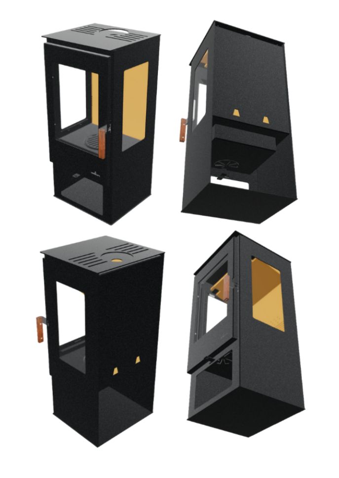 Poêle à bois 3 faces vitrées BRONPI Estrella 7 kW – installation centrale, bûches 41 cm – Image 6