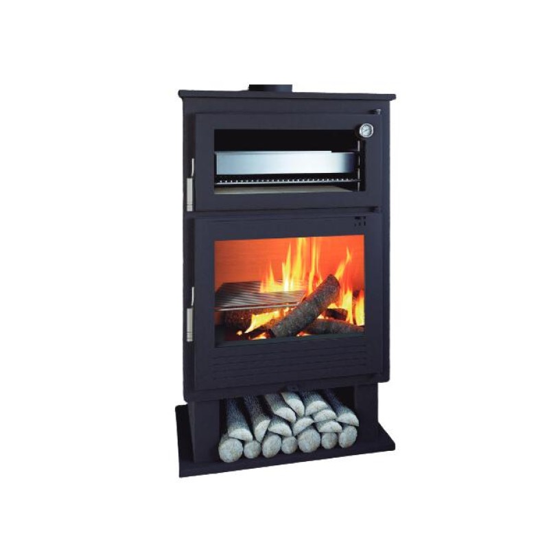 Poêle à bois avec four inox et brique FIREMATIC Nebraska 9,5 kW – grille et plat inclus, 260 m³ – Image 2