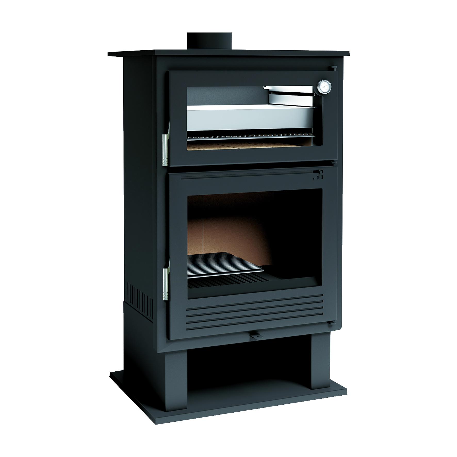 Poêle à bois avec four inox et brique FIREMATIC Nebraska 9,5 kW – grille et plat inclus, 260 m³ – Image 3
