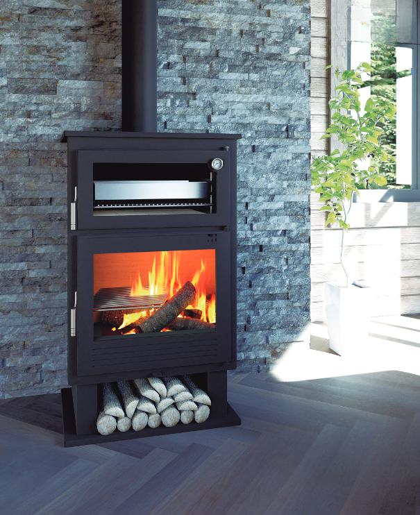 Poêle à bois avec four inox et brique FIREMATIC Nebraska 9,5 kW – grille et plat inclus, 260 m³ – Image 4