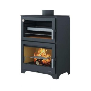 Poêle à bois avec four intégré BRONPI Murano 14 kW – grandes pièces, bûches 62 cm, Flamme Verte 7*