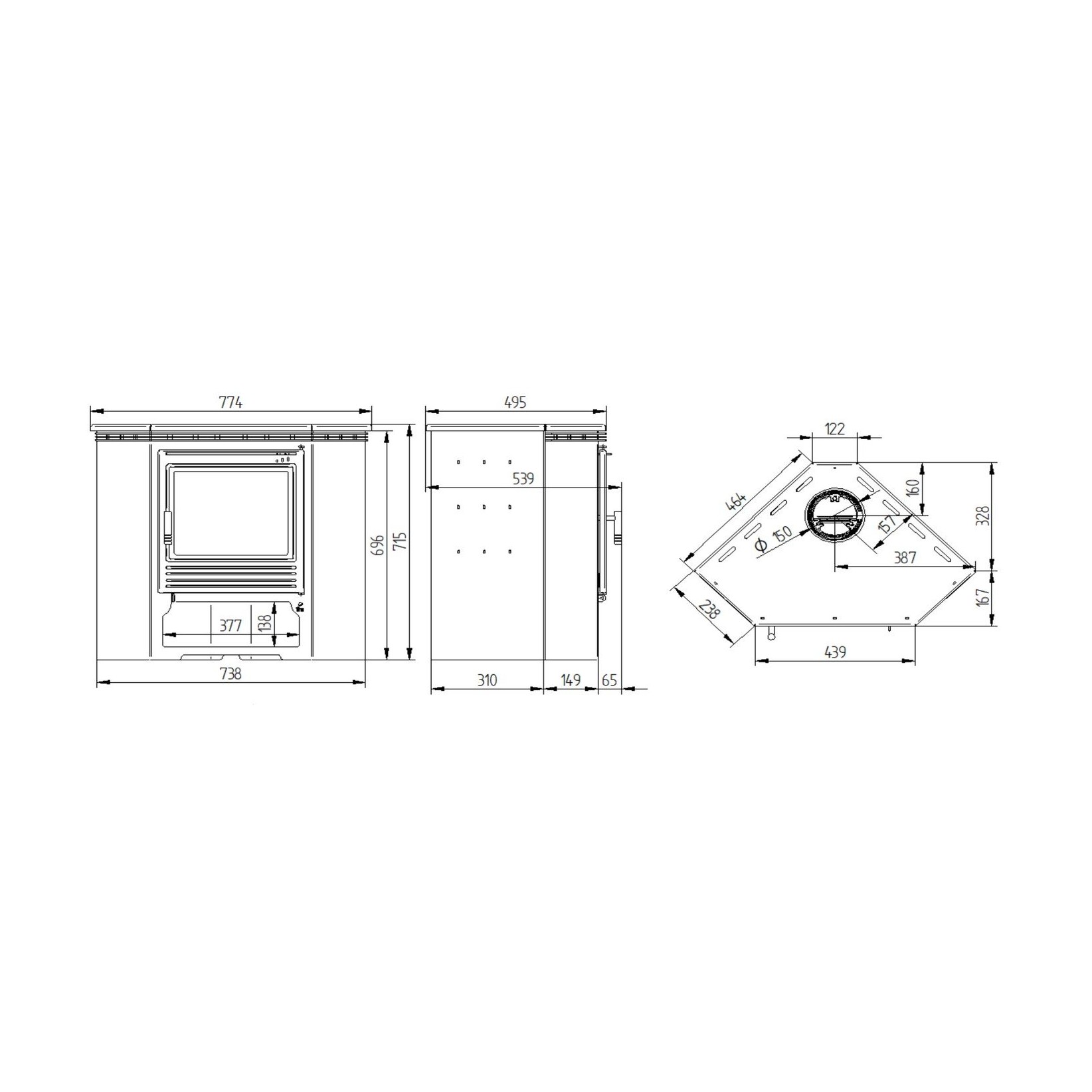 Poêle à bois d'angle FIREMATIC Dallas 11,3 kW – rendement 82 %, 305 m³, bûches 50 cm – Image 6