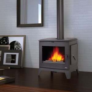 Poêle à bois en fonte BRONPI Derby 14 kW – grandes pièces, bûches 60 cm, Flamme Verte 7*