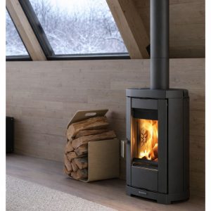 Poêle à bois en fonte LA NORDICA Emi Lean 6,6 kW – style moderne ou rustique, bûches 25 cm