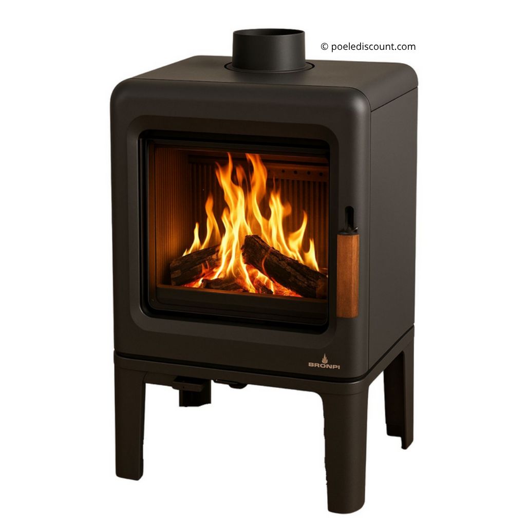 Petit poêle à bois étanche en fonte grise BRONPI Lira 5 kW – triple combustion, 125 m³ – Image 2