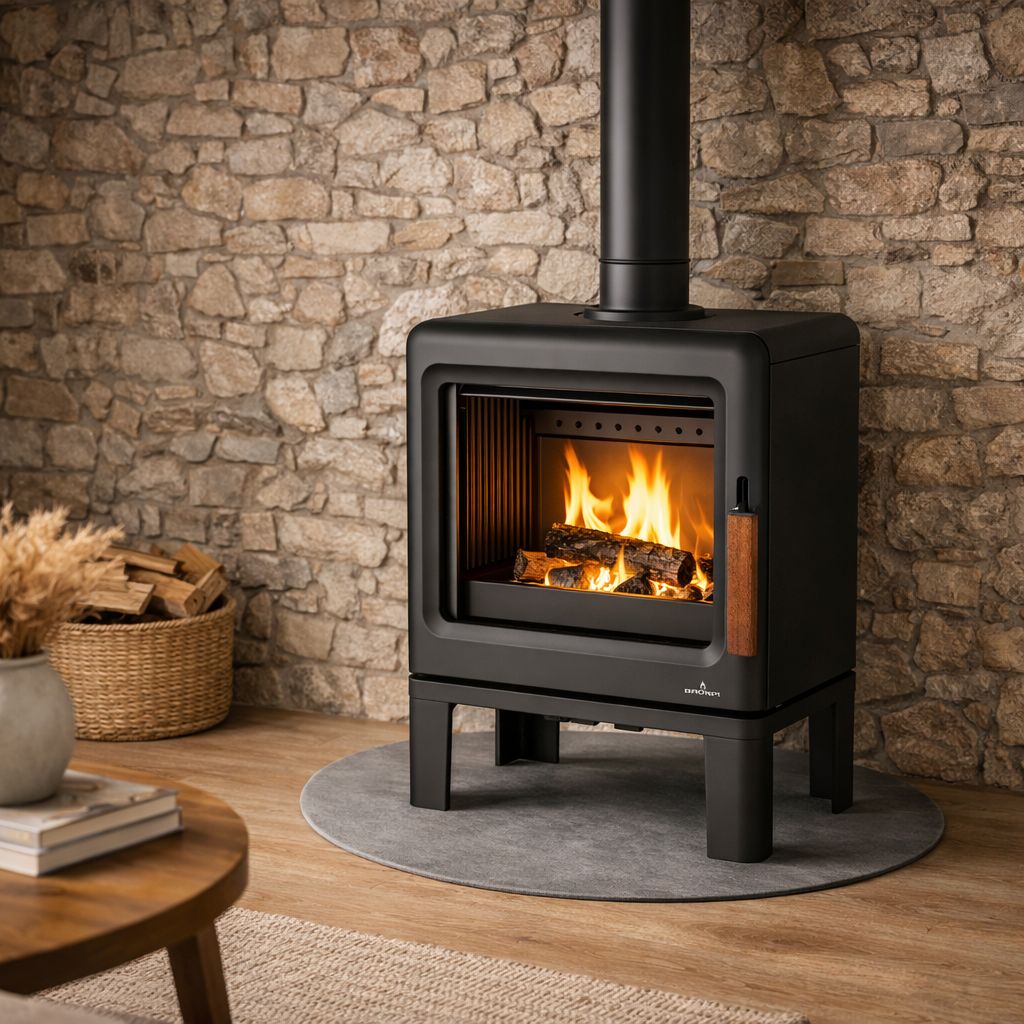 Petit poêle à bois étanche en fonte grise BRONPI Lira 5 kW – triple combustion, 125 m³ – Image 3