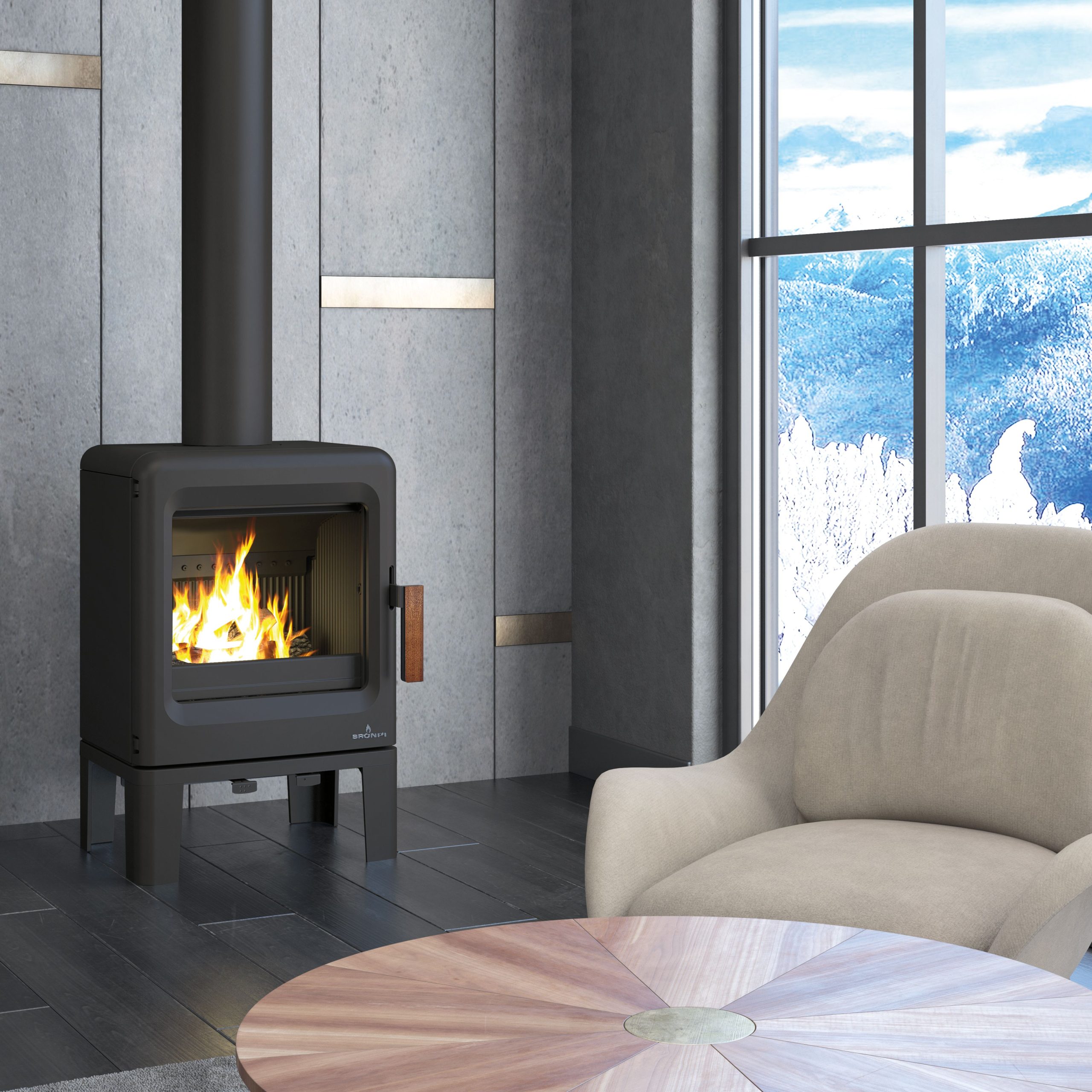 Petit poêle à bois étanche en fonte grise BRONPI Lira 5 kW – triple combustion, 125 m³ – Image 6