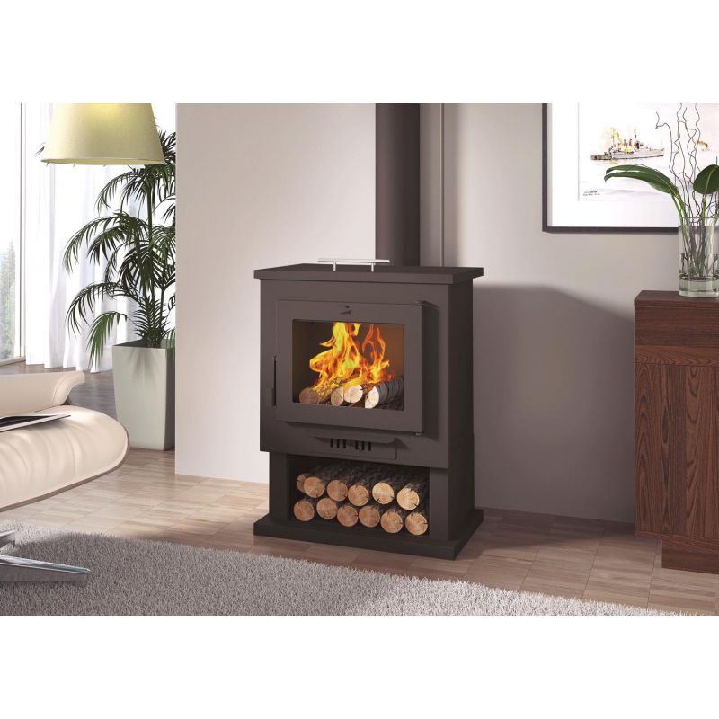 Poêle à bois FIREMATIC Utha 11,2 kW – chauffe-plat, sortie arrière, bûches 55 cm