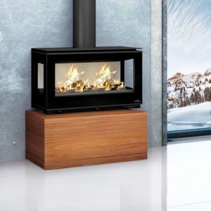Poêle à bois moderne BRONPI Cairo 1103C Box 13 kW avec range-bûches – bûches 95 cm