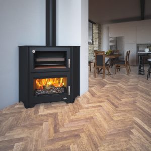 Poêle à bois avec four BRONPI Murano-R 14 kW – pose libre raccordable, bûches 62 cm