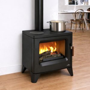 Poêle à bois avec plaques de cuisson BRONPI Orly-C 6 kW – raccordable, bûches 55 cm