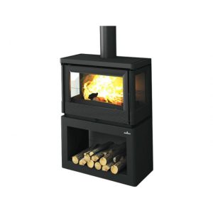 Poêle à bois ventilé 3 vitres BRONPI Versailles 10 kW – ventilation silencieuse, bûches 55 cm