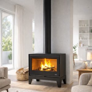 Poêle à bois 3 vitres sur pieds BRONPI Bimba 70 3C 10 kW – ventilé, bûches 65 cm