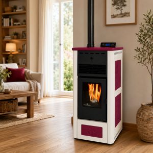 Poêle à granulés céramique bicolore ORIGINE PHEBO Febe 5S-XL 7,5 kW – classe A++, 95 %