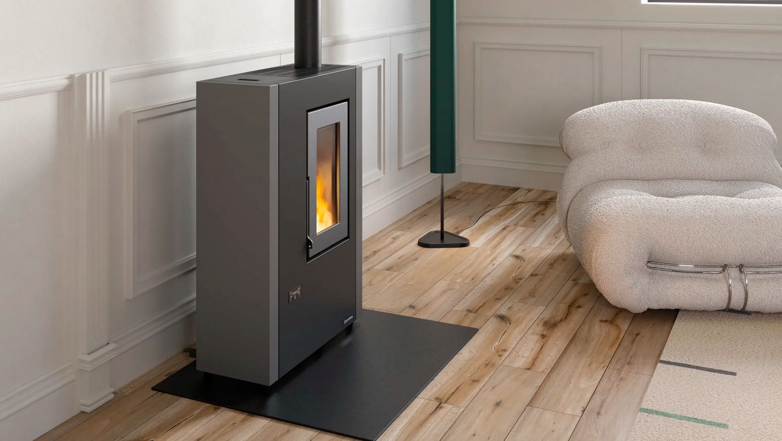 Poêle à granulés extra-plat étanche EXTRAFLAME Luisella 5.0 Maxi 7 kW – 29 cm, WiFi inclus – Image 3