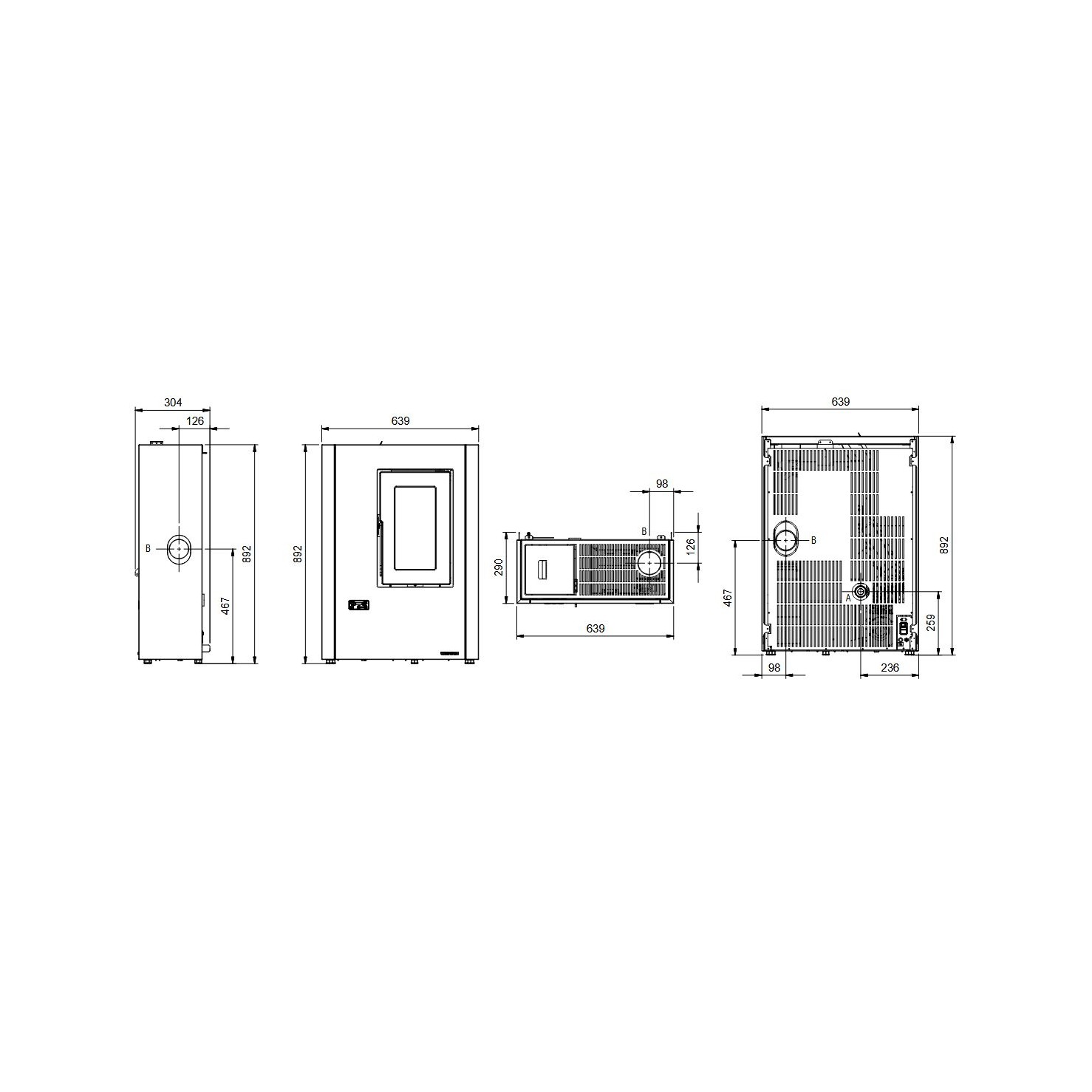 Poêle à granulés extra-plat étanche EXTRAFLAME Luisella 5.0 Maxi 7 kW – 29 cm, WiFi inclus – Image 4