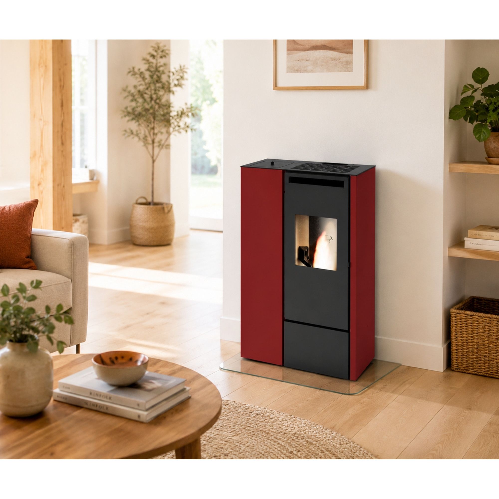 Poêle à granulés slim étanche PUNTO FUOCO Olivia 9,9 kW – 32 cm, sortie arrière ou latérale