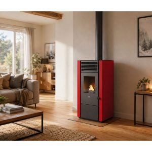 Poêle à granulés léger PUNTO FUOCO Poly 8 kW – 58 kg, 140 à 200 m³, télécommande incluse