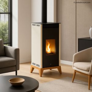 Poêle à granulés autonome sans électricité BRONPI Free 6 – alimentation par gravité, 6 kW