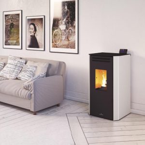 Poêle à granulés ventilé BRONPI Tina 7 kW – pièce de vie, programmable, Flamme Verte 7*