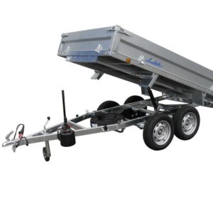Remorque benne Lider 35560 double essieu à pompe manuelle – caisse 256 x 148 x 35 cm, PTAC 750 kg